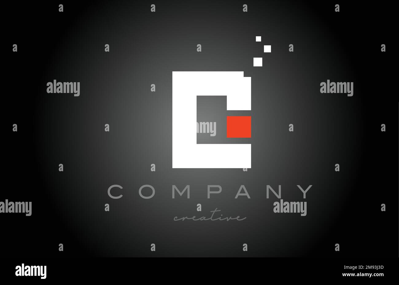 O disegno dell'icona del logo della lettera dell'alfabeto a punti. Modello di progettazione per aziende o aziende in bianco e nero e rosso Illustrazione Vettoriale