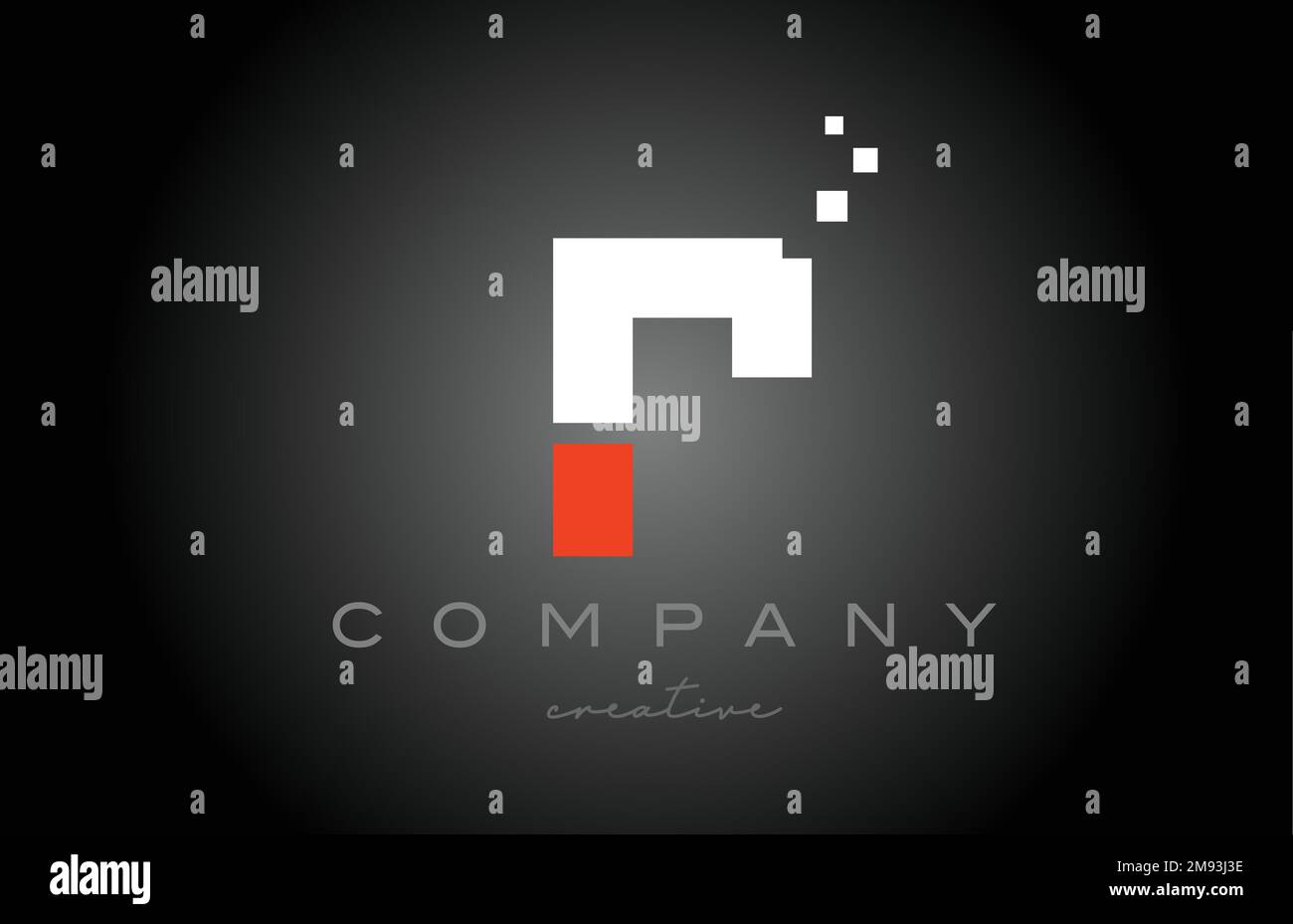 Design dell'icona del logo lettera dell'alfabeto a punti R. Modello di progettazione per aziende o aziende in bianco e nero e rosso Illustrazione Vettoriale