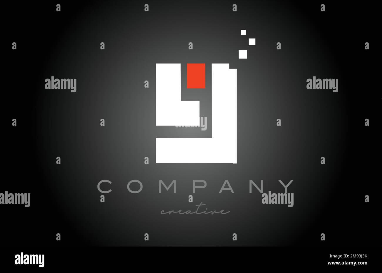 Disegno icona del logo lettera alfabetica a punti. Modello di progettazione per aziende o aziende in bianco e nero e rosso Illustrazione Vettoriale