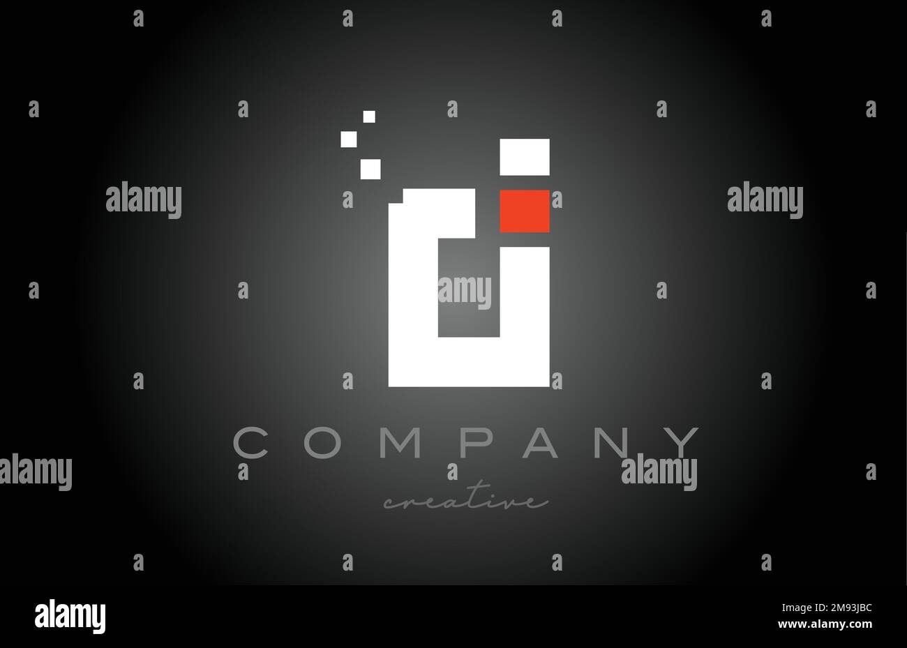Design dell'icona del logo lettera alfabetica a punti D. Modello di progettazione per aziende o aziende in bianco e nero e rosso Illustrazione Vettoriale