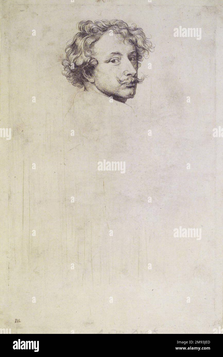 Autoritratto Sir Anthony van Dyck (Fiammingo, 1599-1641). Autoritratto. Incisione, 9 5/8 x 6 3/16 poll. (24,5 x 15,7 cm). Arte europea Foto Stock