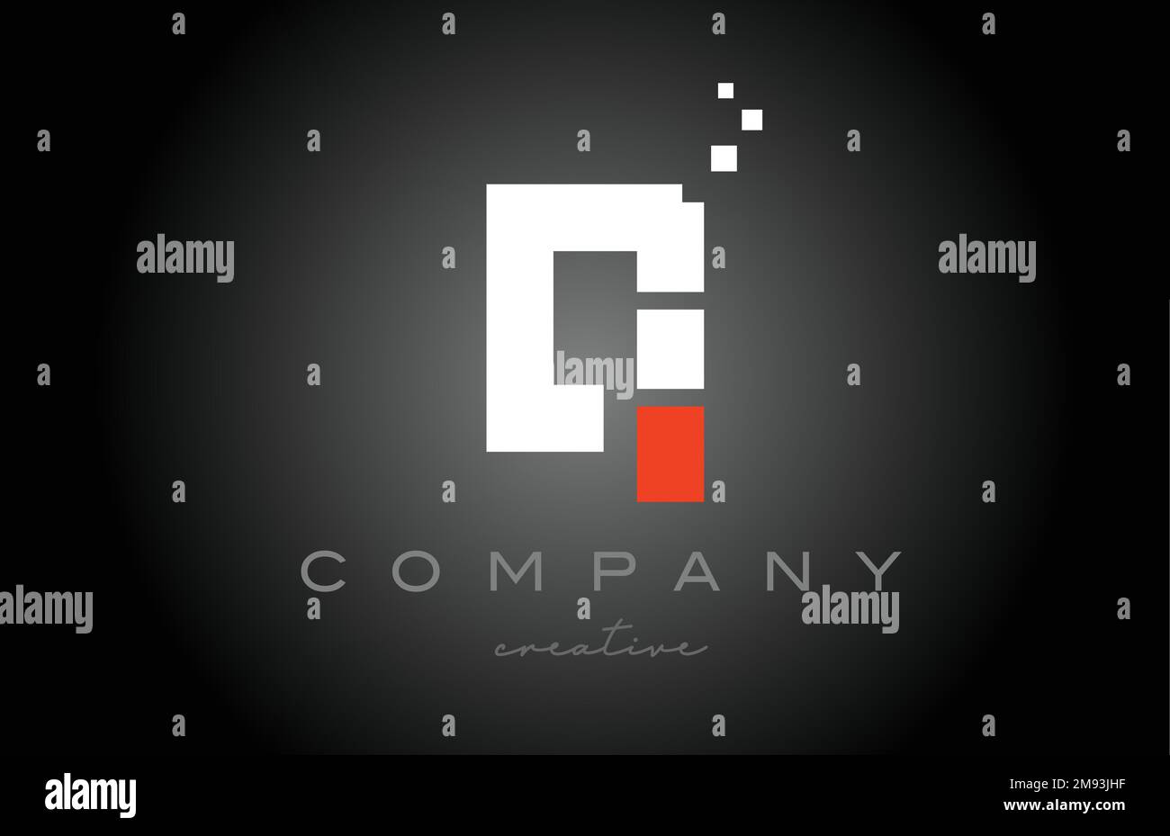 Q disegno dell'icona con il logo lettera dell'alfabeto a punti. Modello di progettazione per aziende o aziende in bianco e nero e rosso Illustrazione Vettoriale