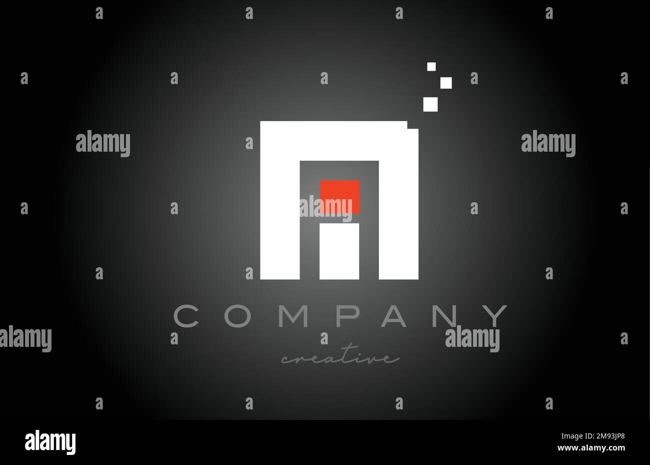 Design icona del logo lettera alfabetica a punti M. Modello di progettazione per aziende o aziende in bianco e nero e rosso Illustrazione Vettoriale