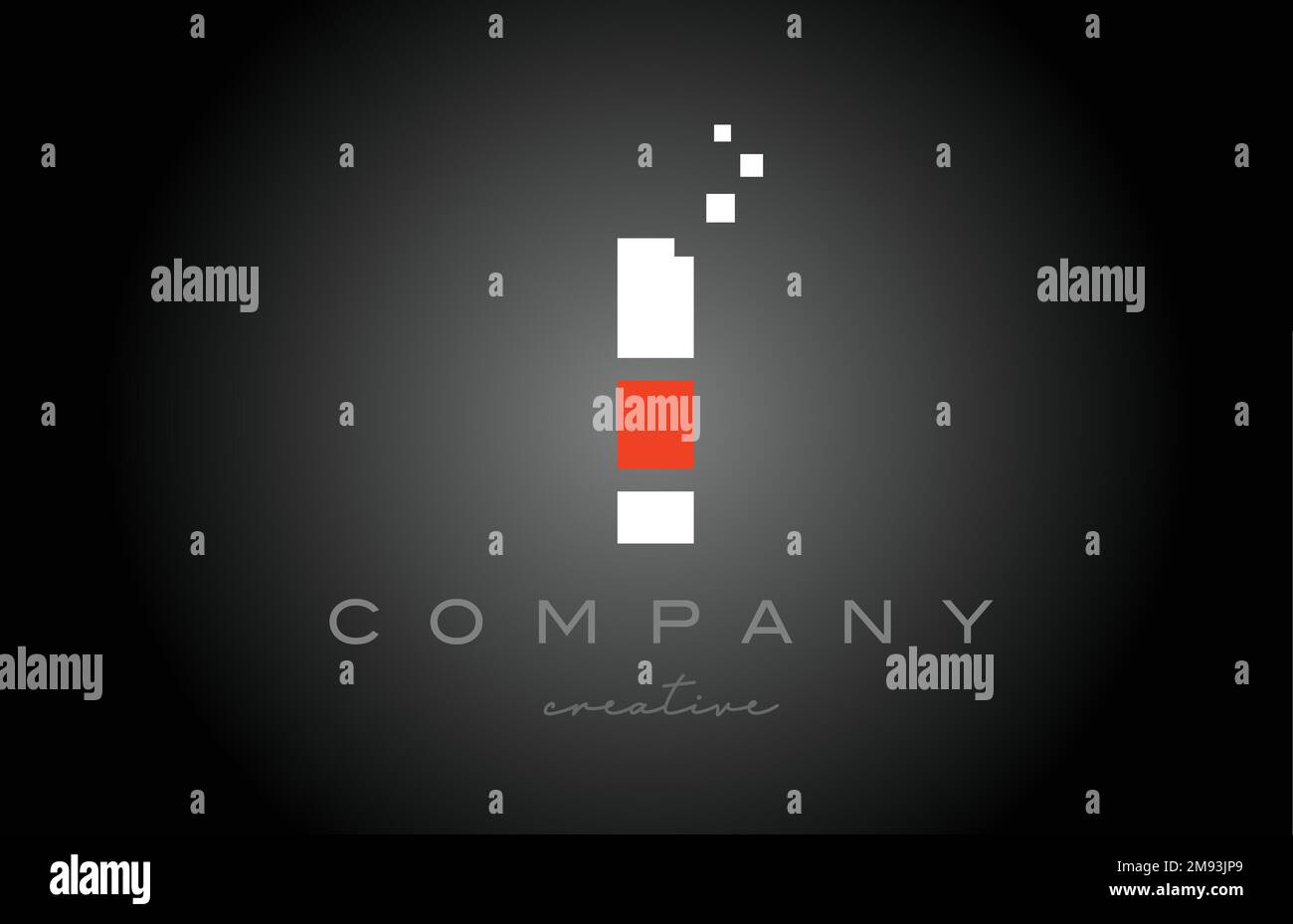 I disegno dell'icona del logo della lettera dell'alfabeto dei punti. Modello di progettazione per aziende o aziende in bianco e nero e rosso Illustrazione Vettoriale