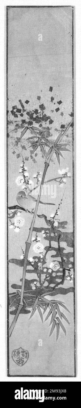 Coppia di quadri Tanzaku Shibata Zeshin (giapponese, 1807-1891). Coppia di dipinti Tanzaku, 19th ° secolo. Inchiostro, colore, oro e argento fleck su seta, tuta: 19 x 6 pollici (48,3 x 15,2 cm). Arte asiatica 19th ° secolo Foto Stock