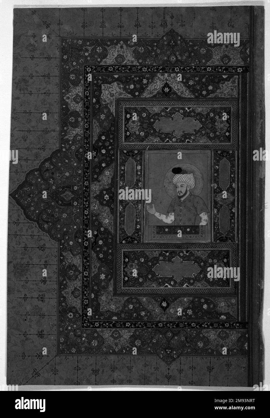 Pagina illuminata Haidarabad Telinganeh (Golkonda). Pagina illuminata, 17th ° secolo. Acquerello e oro su carta, 7 5/8 x 4 1/8in. (19,4 x 10,5cm). Arte asiatica 17th ° secolo Foto Stock