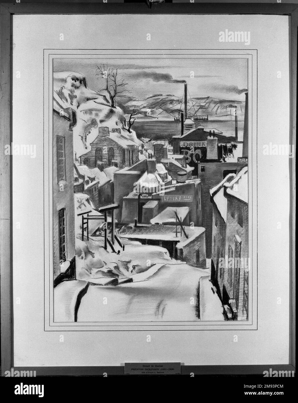 Street in Quebec Preston Dickinson (americano, 1891-1930). Via Québec, 1926. Pastello, grafite e acquerello opaco su carta color crema, media grammatura, leggermente ruvida, 30 x 24 pollici (76,2 x 61 cm). Arte americana 1926 Foto Stock