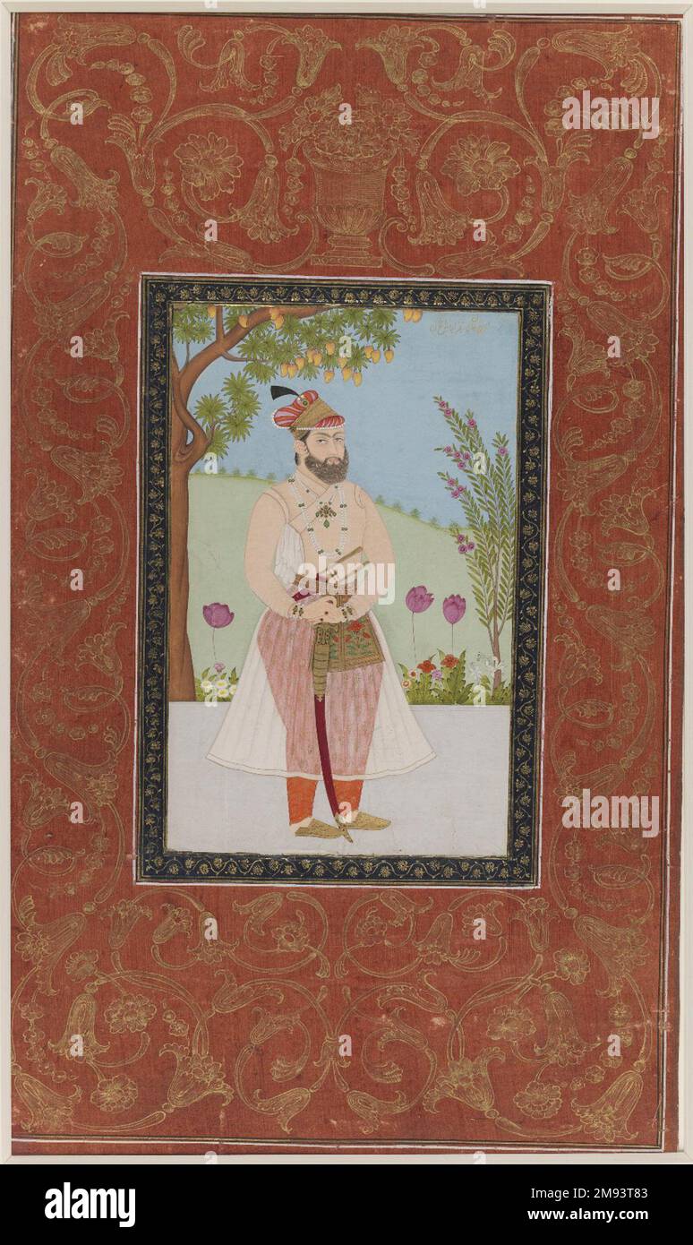 Iraj Khan indiano. Iraj Khan, 1875-1900. Acquerello opaco e oro su carta, foglio: 19 5/8 x 11 13/16 pollici (49,8 x 30,0 cm). Arte asiatica 1875-1900 Foto Stock