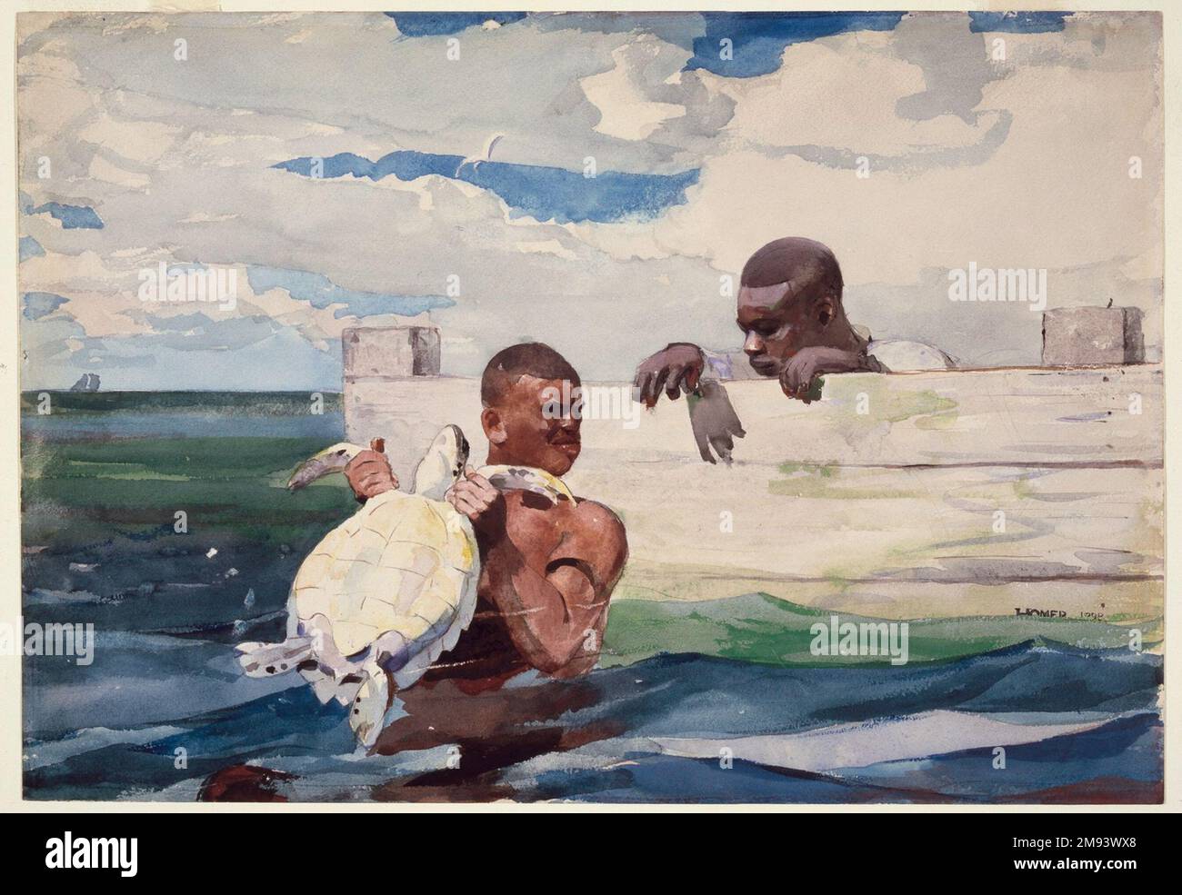 The Turtle Pound Winslow Homer (americano, 1836-1910). La libbra della tartaruga, 1898. Acquerello trasparente e opaco su grafite su carta in tessuto, 14 15/16 x 21 3/8 pollici (38,0 x 54,2 cm). Arte americana 1898 Foto Stock