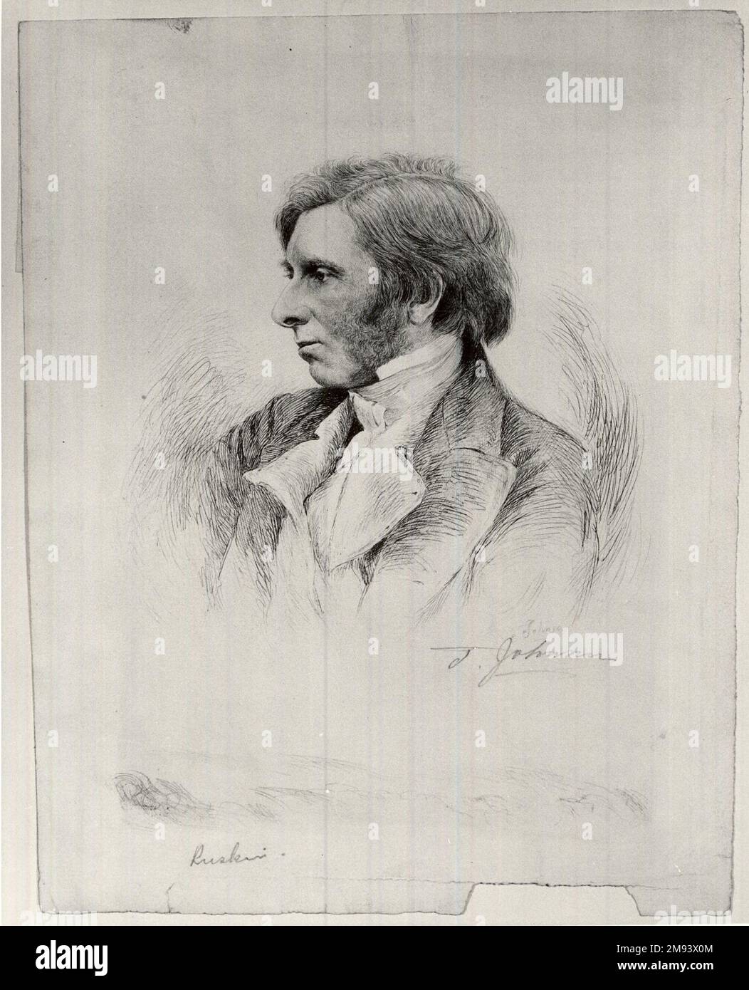Ruskin Thomas Johnson (americano, nato in Inghilterra, 1843-1904). Ruskin, 19th ° secolo. Incisione (punto secco) su carta steso color crema, 12 3/8 x 9 7/16 poll. (31,5 x 24 cm). Arte americana 19th ° secolo Foto Stock Ruskin Thomas Johnson (americano, nato in Inghilterra, 1843-1904). Ruskin, 19th ° secolo. Incisione (punto secco) su carta steso color crema, 12 3/8 x 9 7/16 poll. (31,5 x 24 cm). Arte americana 19th ° secolo Foto Stock