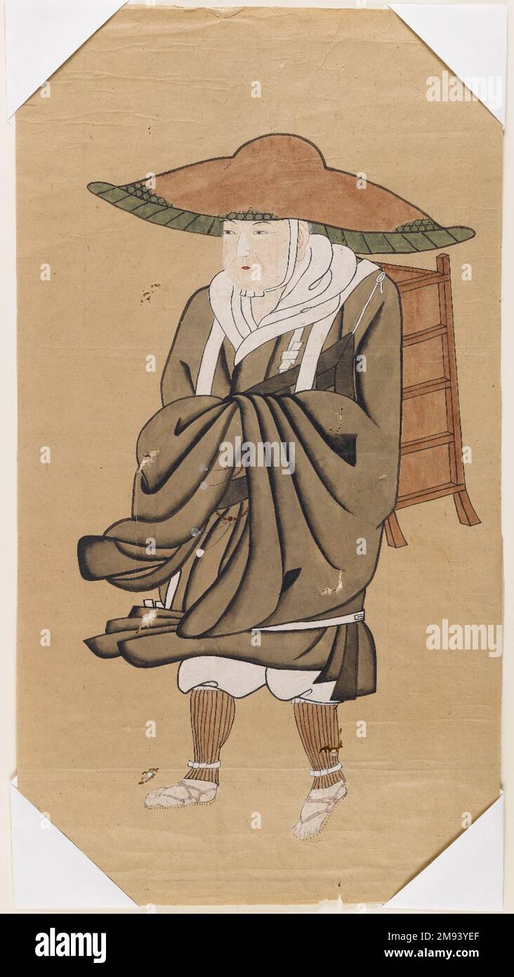 Il pellegrino buddista cinese Hsuan-Tsang il pellegrino buddista cinese Hsuan-Tsang, 19th ° secolo. Inchiostro e colore su carta, 23 x 12 1/2 pollici (58,4 x 31,8 cm). Arte asiatica 19th ° secolo Foto Stock