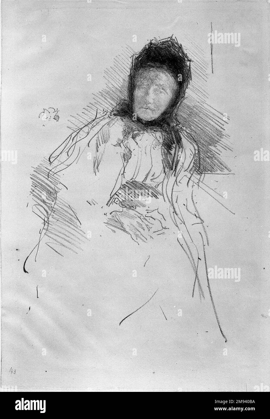 Disegno incompiuto di Lady Haden James Abbott McNeill Whistler (americano, 1834-1903). Disegno incompiuto di Lady Haden, 1895. Litografia, 14 9/16 x 10 1/8 poll. (37 x 25,7 cm). Arte americana 1895 Foto Stock