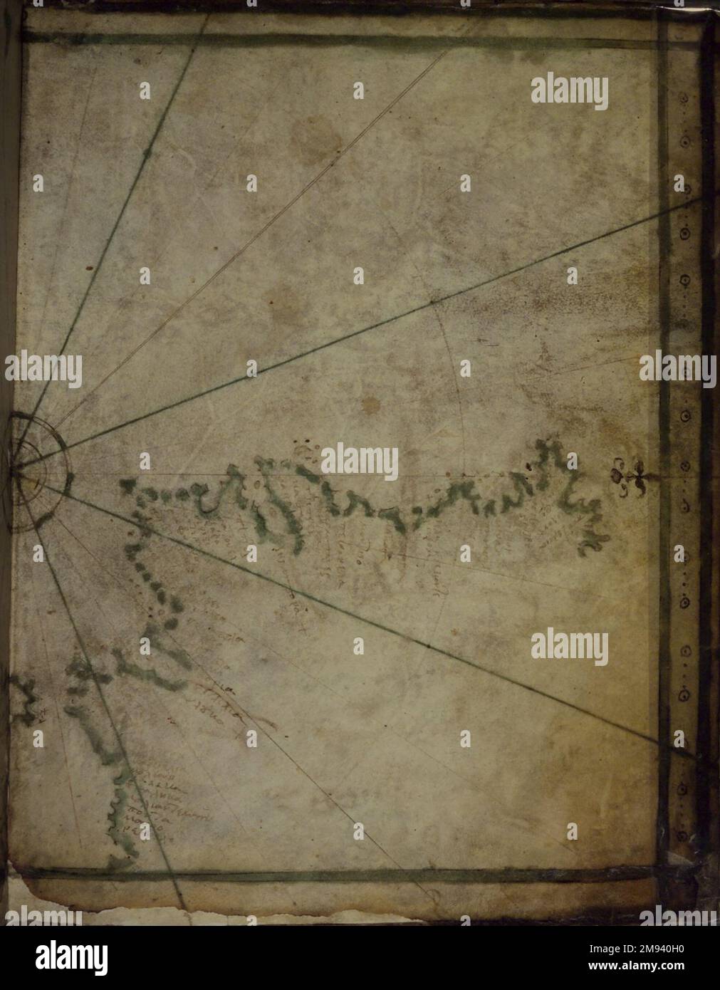 Mappa: La costa atlantica greca. Mappa: La costa atlantica, metà del 16th ° secolo. Pergamena, foglio: 7 7/8 x 12 pollici (20 x 30,5 cm). Arte europea metà del 16th ° secolo Foto Stock
