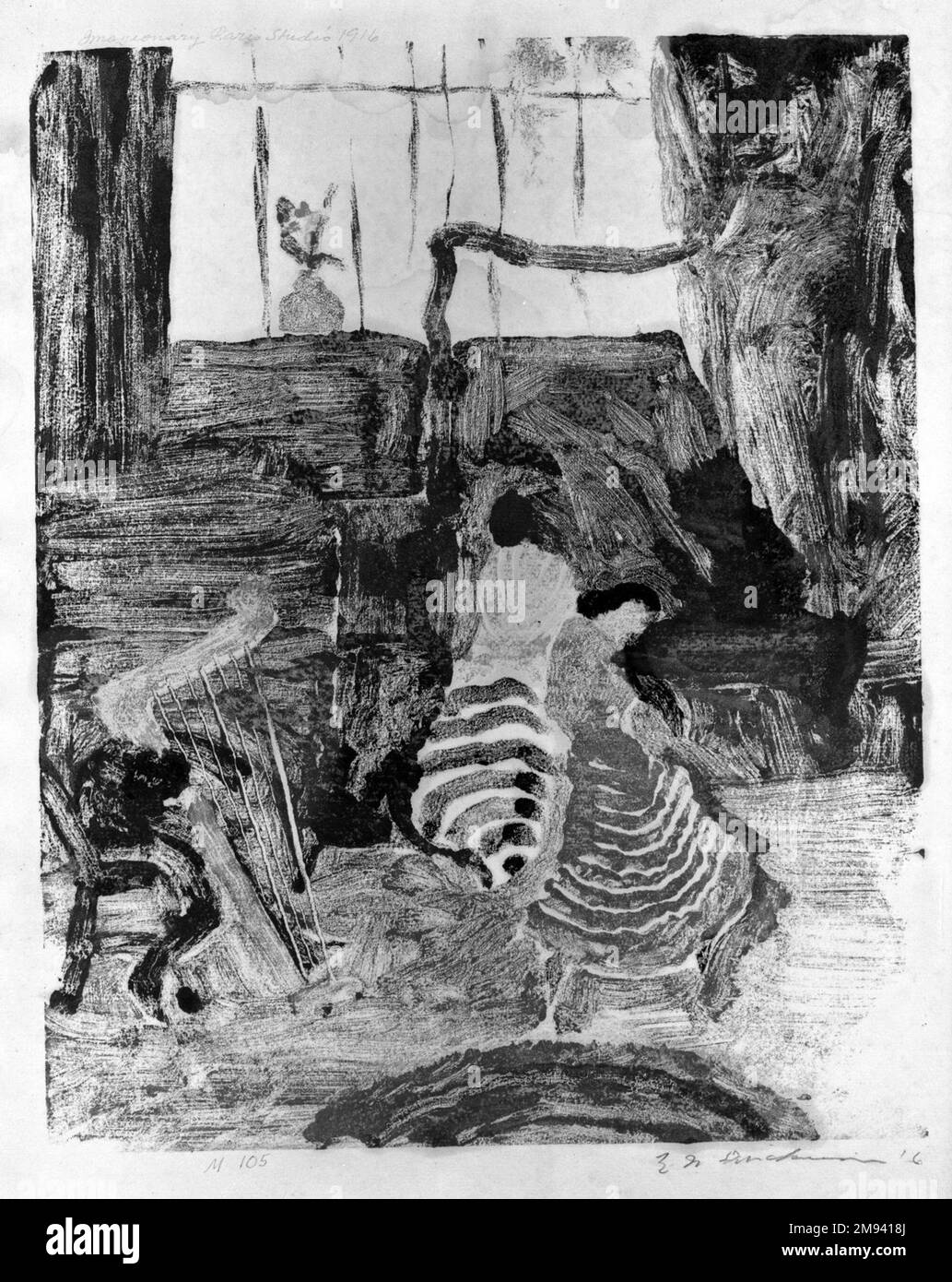 Imaginary Paris Studio Edwin Dickinson (americano, 1891-1978). , 1916. Monotipo a colori, foglio: 20 5/16 x 14 15/16 poll. (51,6 x 37,9 cm). Arte americana 1916 Foto Stock