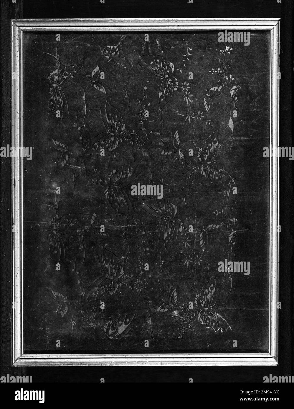 Stencil di Farfalle , 19th ° secolo. Carta tagliata, 12 1/2 x 16 pollici (incorniciato). Arte asiatica 19th ° secolo Foto Stock