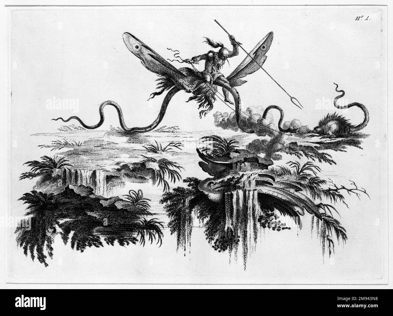Terra della Luna, piatto 2 Filippo Morghen (italiano, 1730-1807). Terra della Luna, piastra 2, 1764. Incisione su carta posata, 10 13/16 x 14 3/4 poll. (27,5 x 37,5 cm). Arte europea 1764 Foto Stock