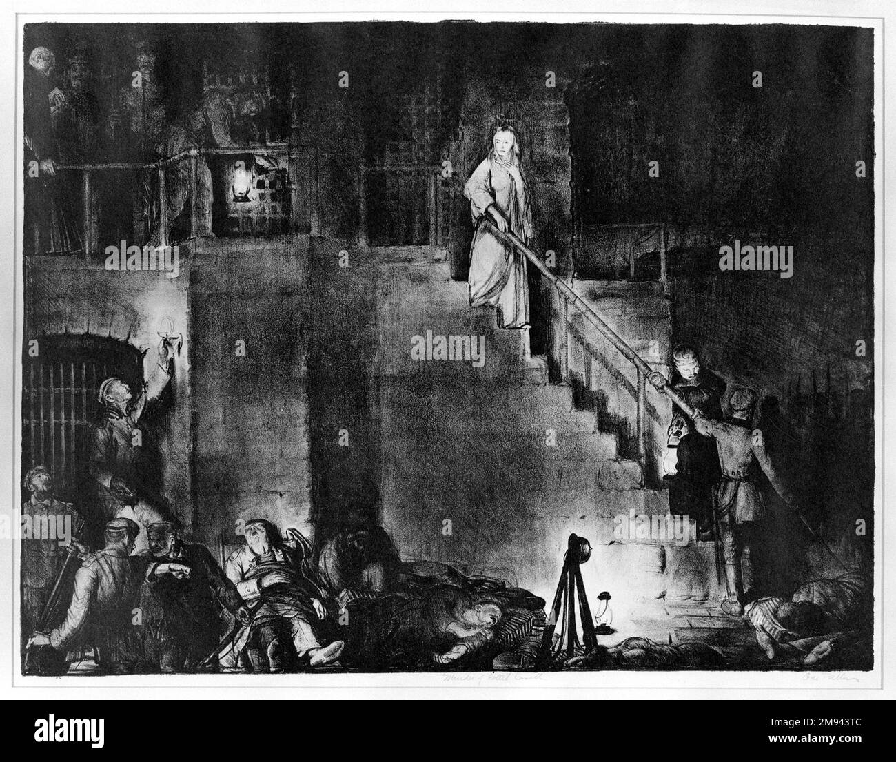 Omicidio di Edith Cavell 'The War Series' George Wesley Bellows (americano, 1882-1925). 1918. Litografia su carta ovata, immagine: 18 7/8 x 24 13/16 pollici (48 x 63 cm). Arte americana 1918 Foto Stock