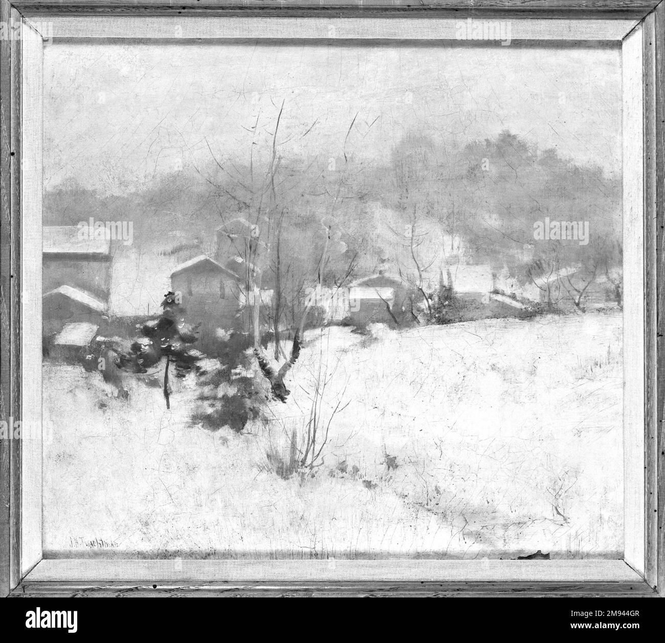 Paesaggio invernale John Henry Twachtman (americano, 1853-1902). Paesaggio invernale, ca. 1883. Olio su tela, 15 15/16 x 17 1/2 poll. (40,5 x 44,5 cm). Arte americana ca. 1883 Foto Stock