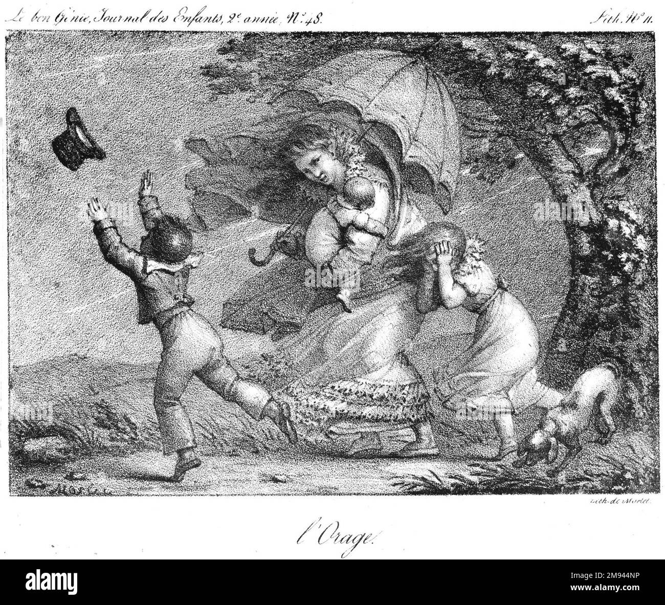 L'Orage Jean Henri Marlet (francese, 1771-1847). L'Orage, 1818. Litografia, 5 1/4 x 7 3/8 poll. (13,3 x 18,8 cm). Arte europea 1818 Foto Stock