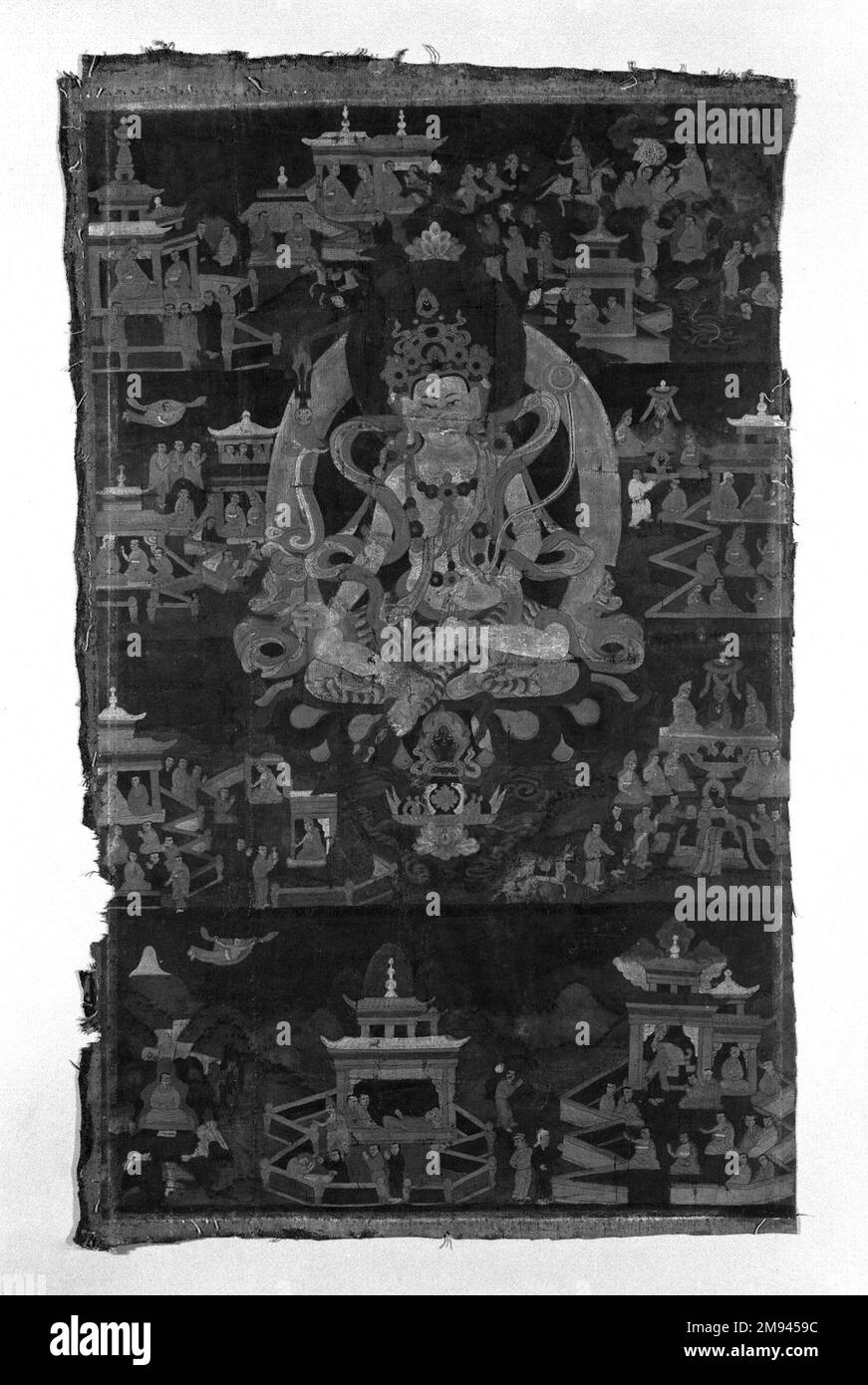 Protettore del Sect Sakya-pa protettore del Sect Sakya-pa, 19th ° secolo. Acquerelli opachi su tela ruvida, 27 1/8 x 16 1/2 pollici (68,9 x 41,9 cm). Arte asiatica 19th ° secolo Foto Stock