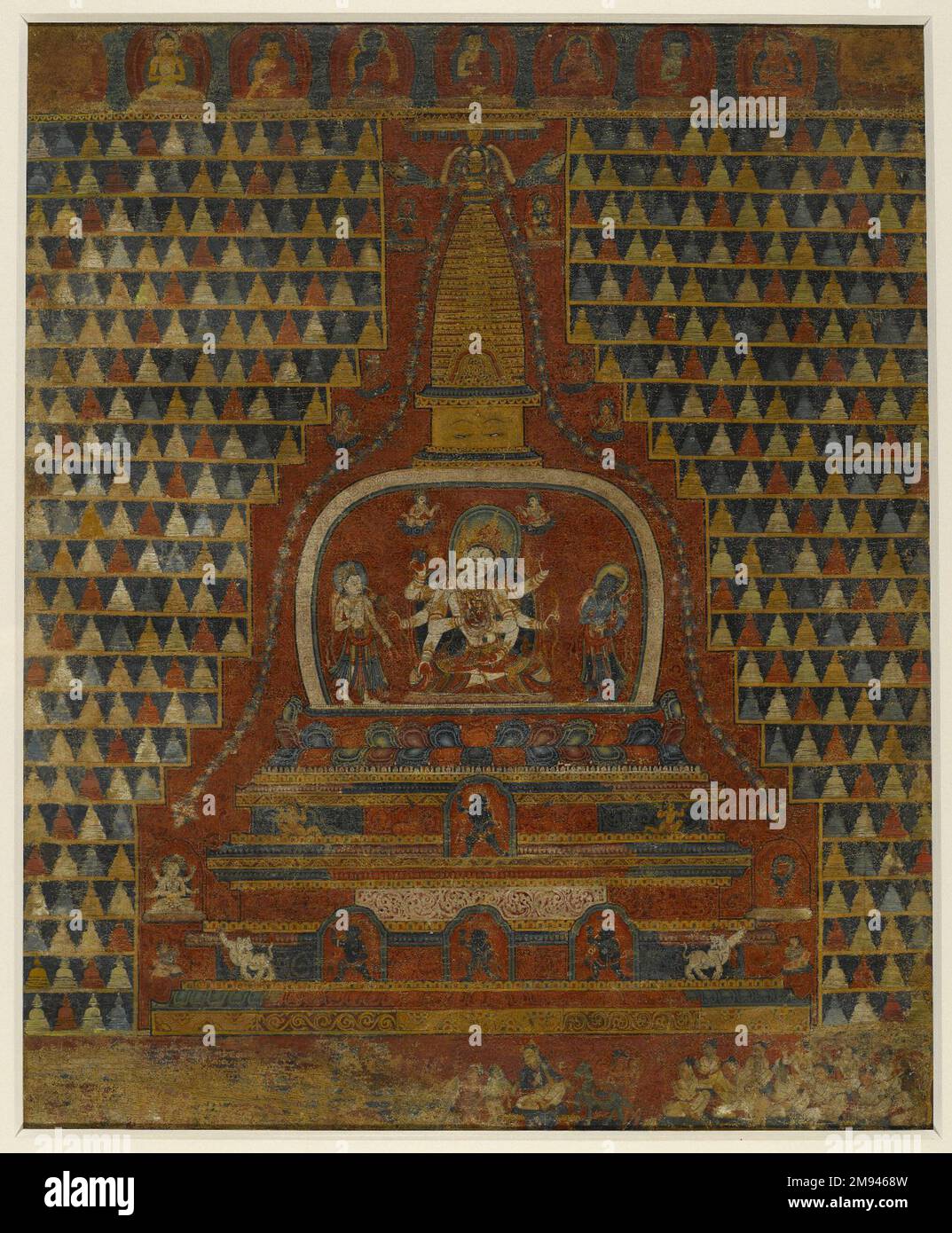 Ushnishavijaya in una Stupa , ca. 1400. Acquerelli opachi su tessuto, 24 1/2 x 20 1/4 poll. (62,2 x 51,4 cm). Arte asiatica ca. 1400 Foto Stock