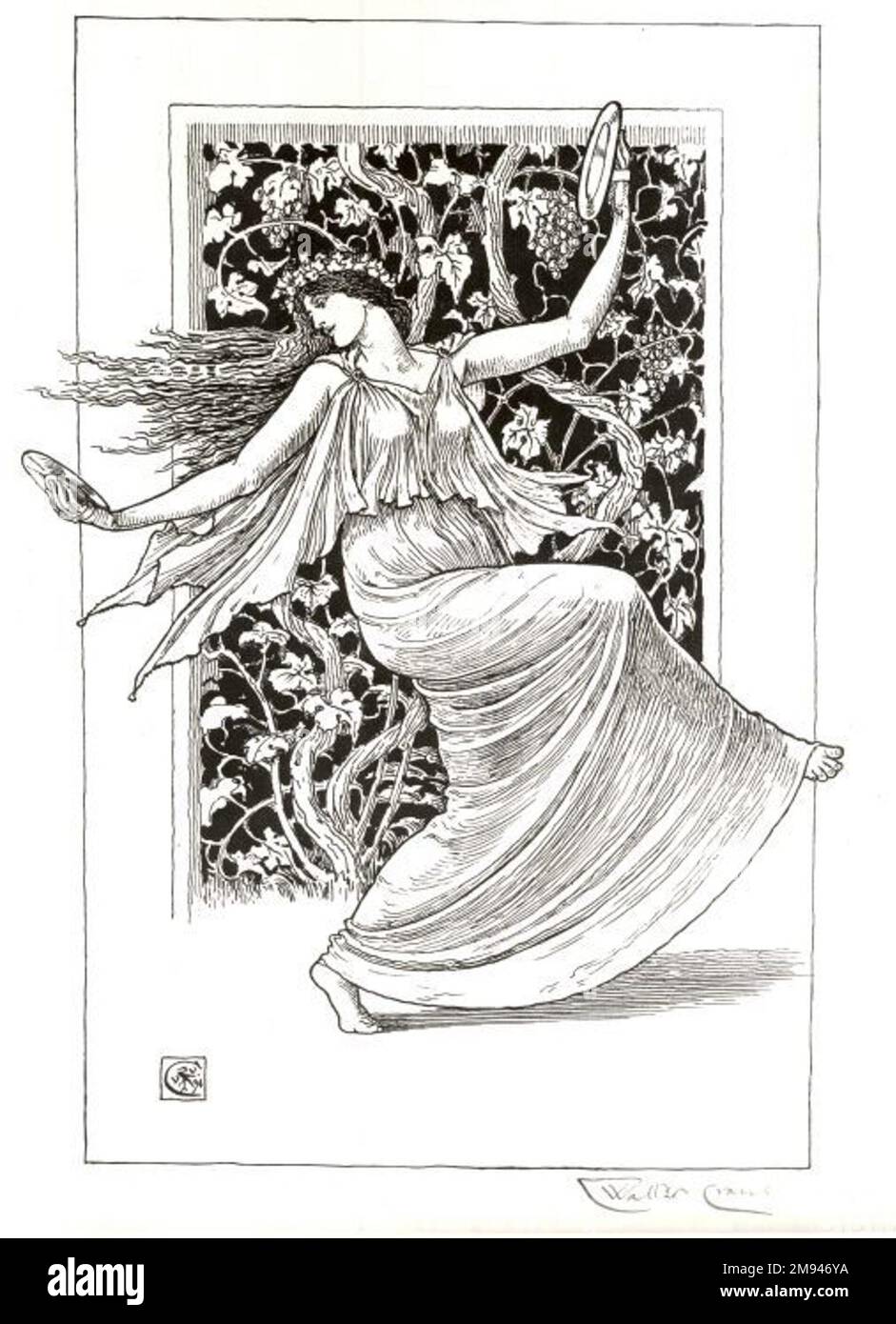 Danseuse aux Cymbales Walter T. Crane (inglese, 1845-1915). Danseuse aux Cymbales, 1894. Litografia su carta steso, immagine: 17 x 11 5/8 pollici (43,2 x 29,5 cm). Arte europea 1894 Foto Stock
