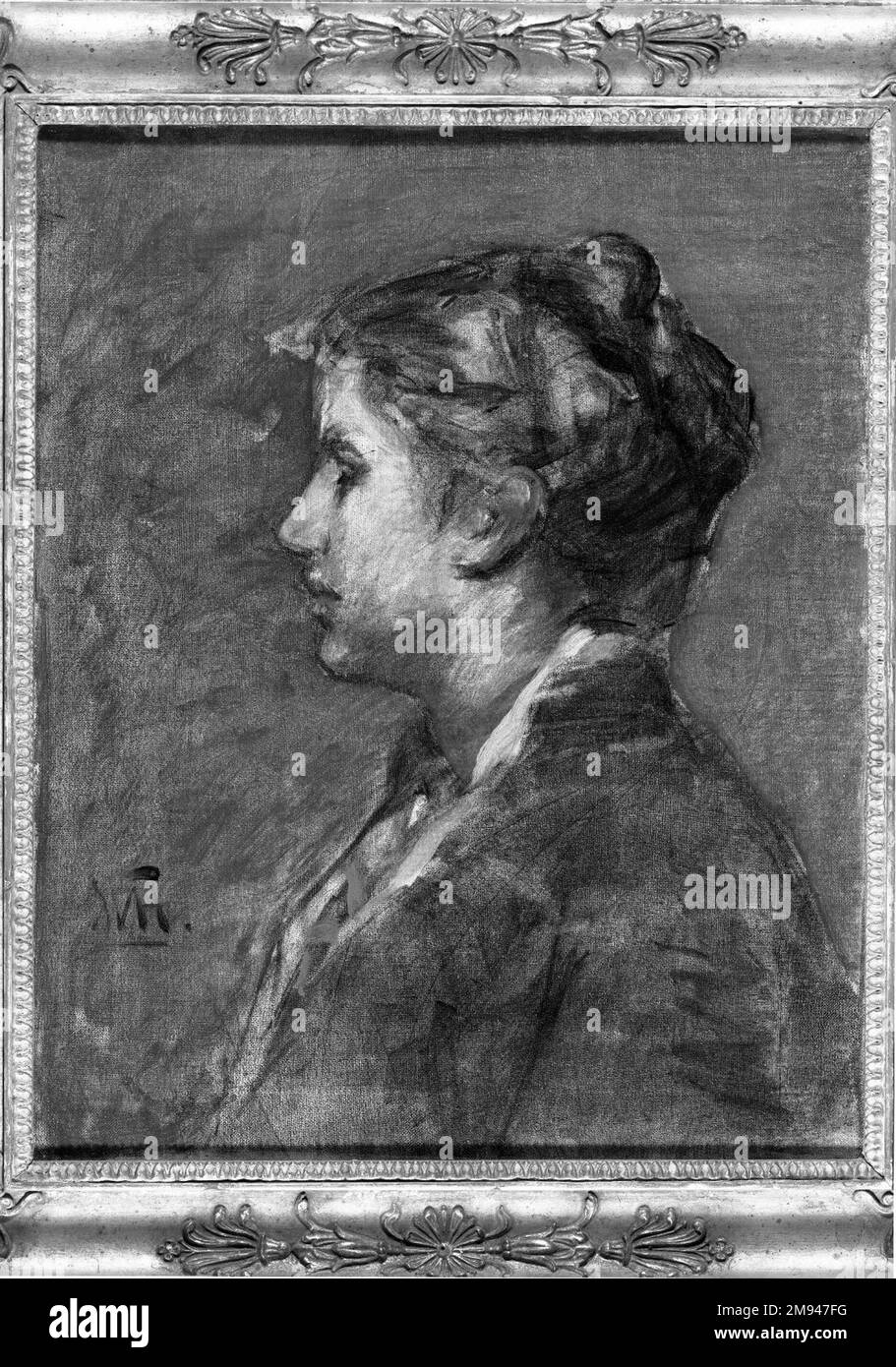 Una giovane donna William Morris Hunt (americano, 1824-1879).. Olio su tela, 19 15/16 x 16 1/16 poll. (50,7 x 40,8 cm). Arte americana Foto Stock