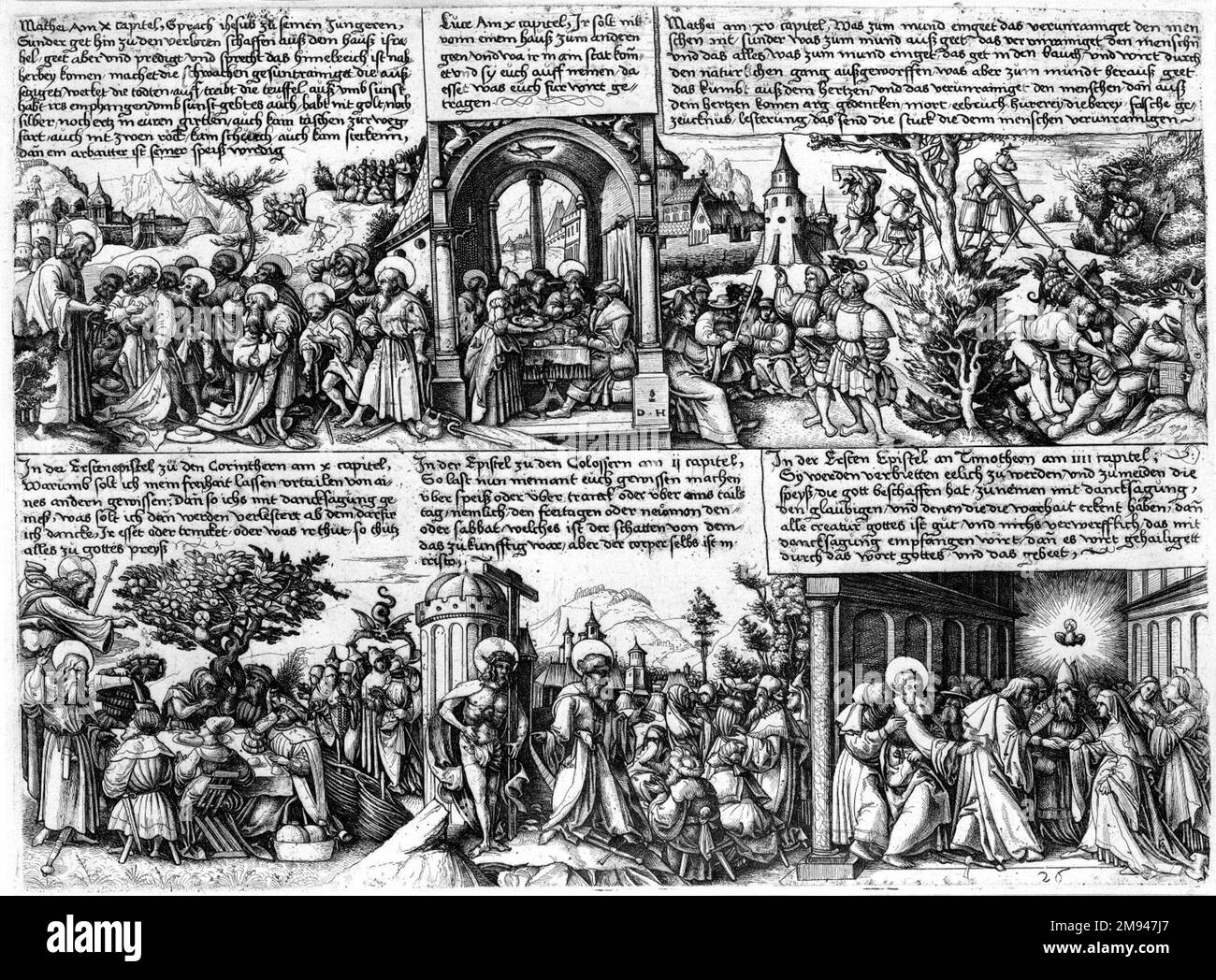 Cristo che dà la missione agli Apostoli Daniel Hopfer (tedesco, ca. 1470-1536). , n.d. Incisione su carta posata, 11 11/16 x 15 13/16 poll. (29,7 x 40,2 cm). Arte europea n.d. Foto Stock
