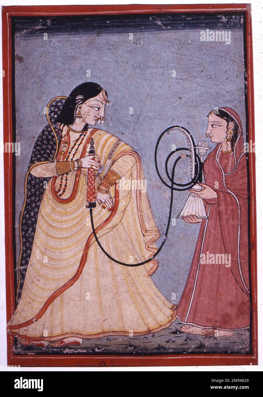 Regina Vantu con un Hookah assistito da un indiano Maid. , ca. 1750-1780. Acquerello opaco su carta, foglio: 10 5/16 x 7 1/4 pollici (26,2 x 18,4 cm). Arte asiatica ca. 1750-1780 Foto Stock