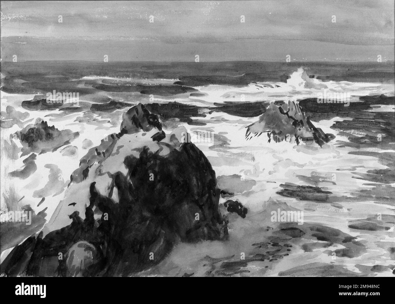 Long Surf Paul Dougherty (americano, 1877-1947). Acquerello, foglio: 14 x 19 15/16 poll. (35,6 x 50,7 cm). Arte americana Foto Stock