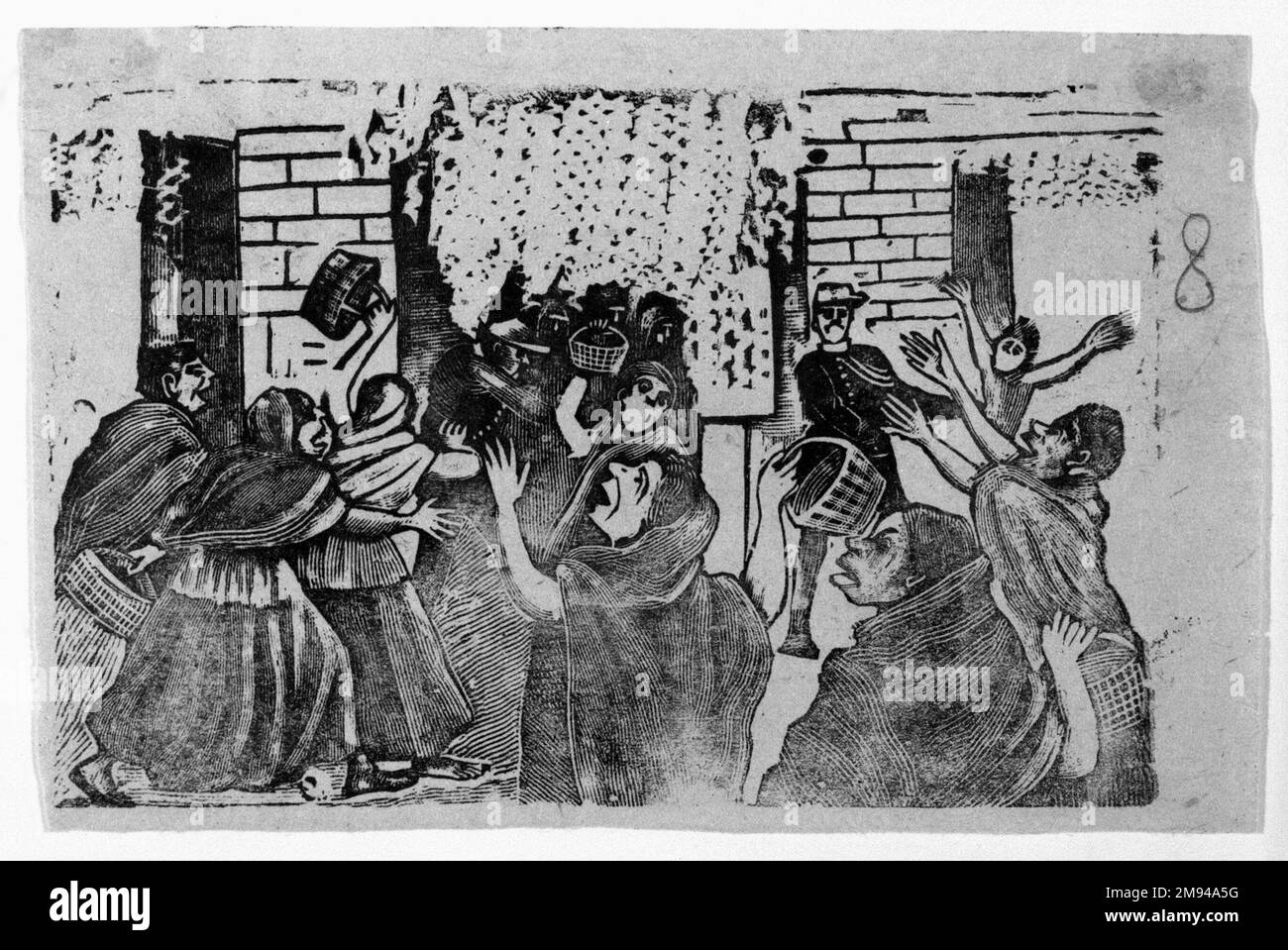 Untitled (Women in Uprising) Jose Guadalupa Posada (Mexican, 1852-1913).. Incisione in rilievo su metallo tipo, 3 1/2 x 5 1/4 poll. (8,9 x 13,3 cm). Arte delle Americhe Foto Stock