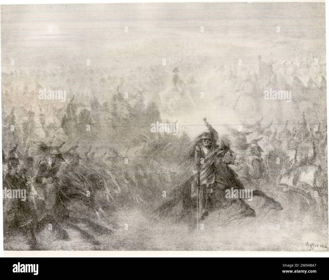 La Revue Nocturne Auguste Raffet (francese, 1804-1860). , 1836. Litografia su carta con spostamento, 10 3/8 x 7 11/16 pollici (26,3 x 19,6 cm). Arte europea 1836 Foto Stock