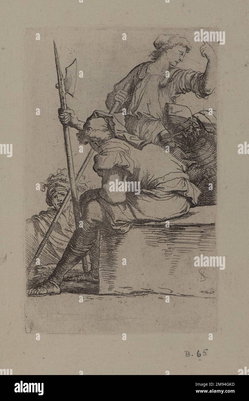 [Senza titolo] Salvator Rosa (italiano, 1615-1673). [Senza titolo]. Incisione, foglio: 11 7/8 x 17 9/16 poll. (30,2 x 44,6 cm). Arte europea Foto Stock