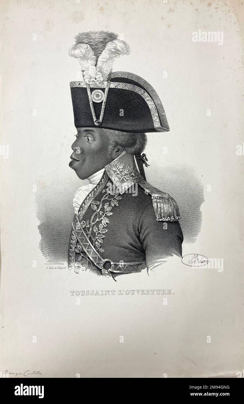 Ouverture di Toussaint attribuito a Nicolas-Eustache Maurin (francese, 1799-1850). Litografia, foglio: 18 3/16 x 11 9/16 poll. (46,2 x 29,4 cm). Arte europea Foto Stock