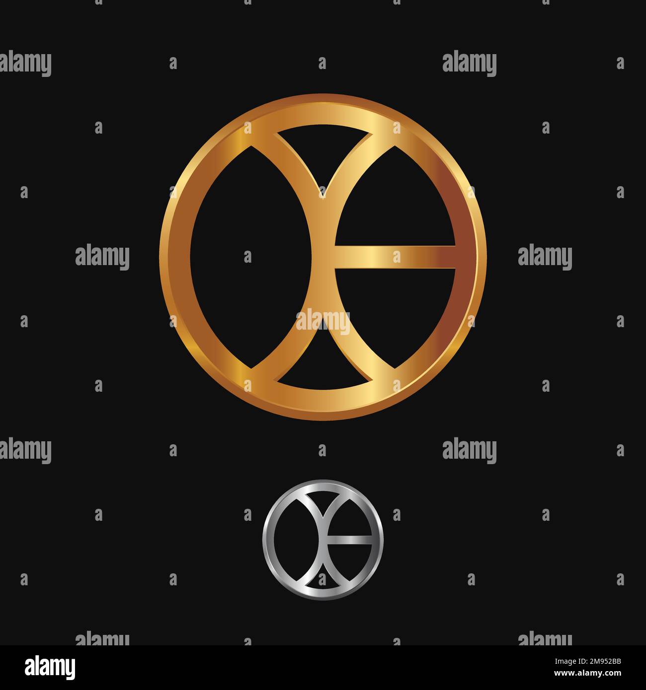 Logo automobilistico in oro e argento con un concetto elegante e lussuoso. Illustrazione Vettoriale