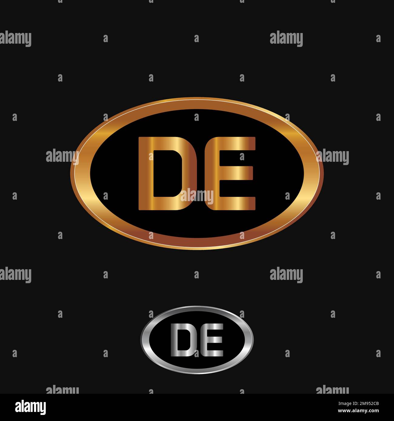 Logo automobilistico in oro e argento con un concetto elegante e lussuoso. Illustrazione Vettoriale