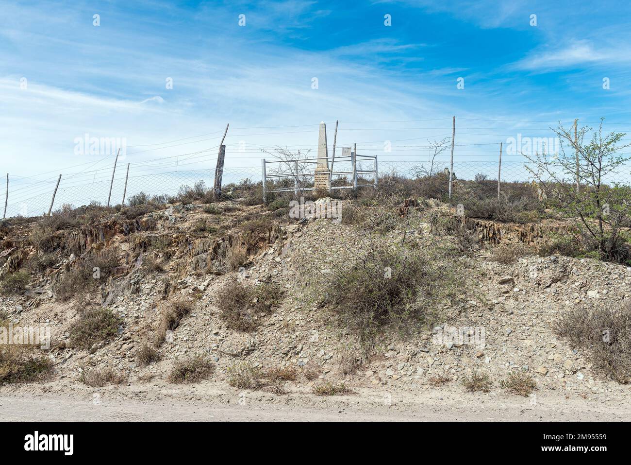 Van Wyksdorp, Sudafrica - 24 settembre 2022: Memoriale per il comandante SW van Heerden sulla strada tra Riversdale e Van Wyksdorp nel Capo P occidentale Foto Stock
