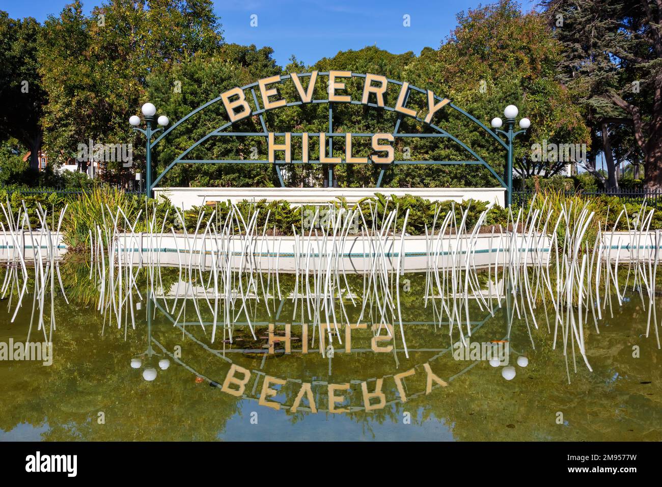 Beverly Hills segno di viaggio a Los Angeles, Stati Uniti Foto Stock