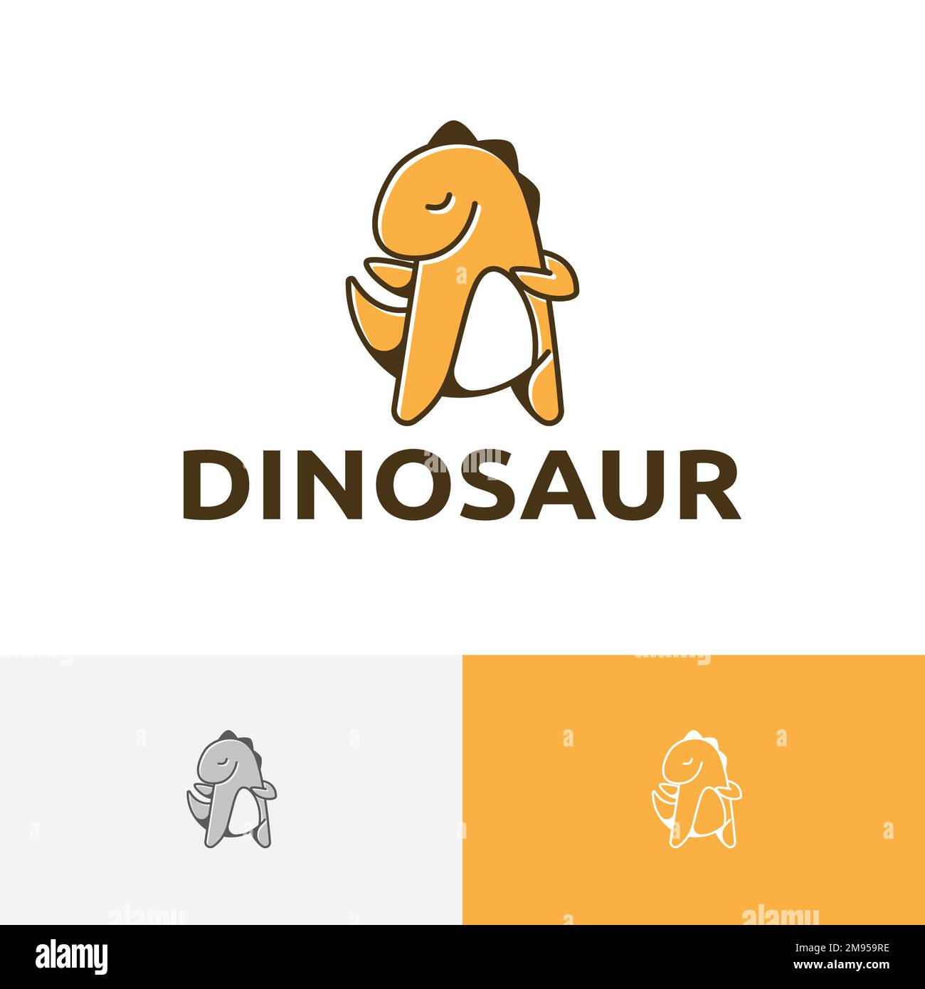 Carino Dinosaur Happy Cool Dino Mascot personaggio logo Illustrazione Vettoriale