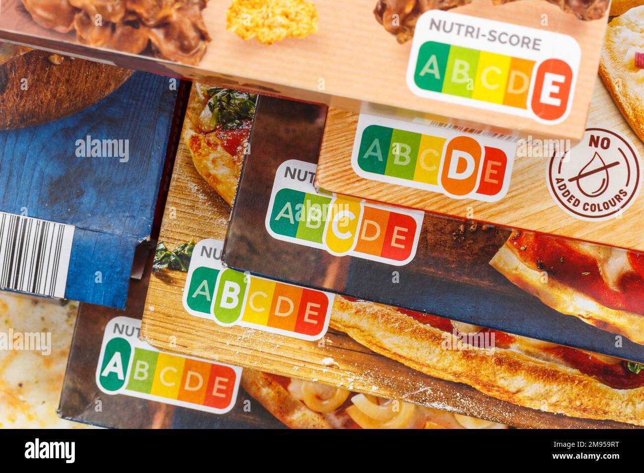 Nutri Score etichetta nutrizionale simbolo mangiare sano per il cibo Nutri-Score Foto Stock