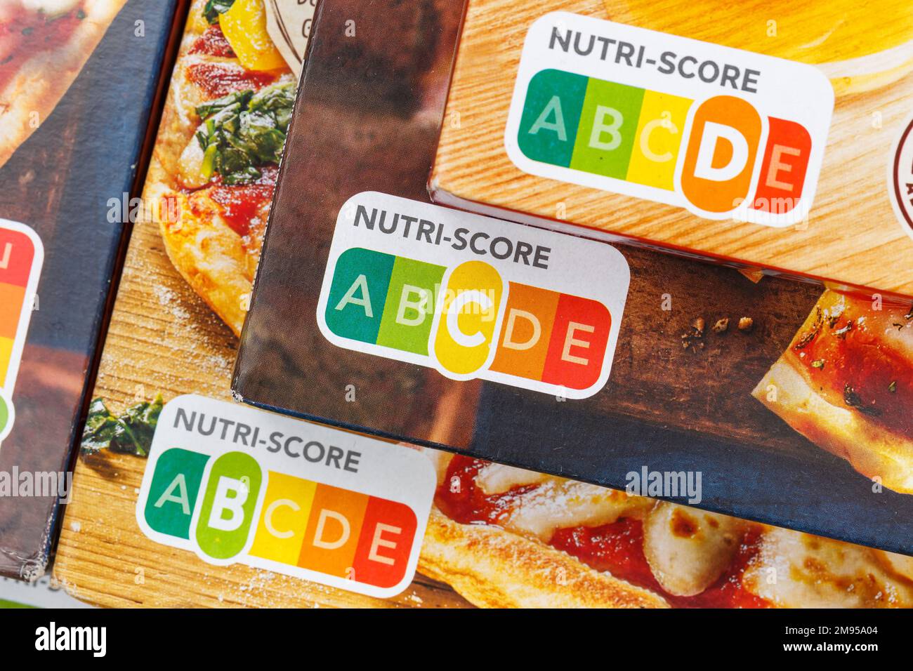 Nutri Score etichetta nutrizionale simbolo mangiare sano per il cibo Nutri-Score Foto Stock