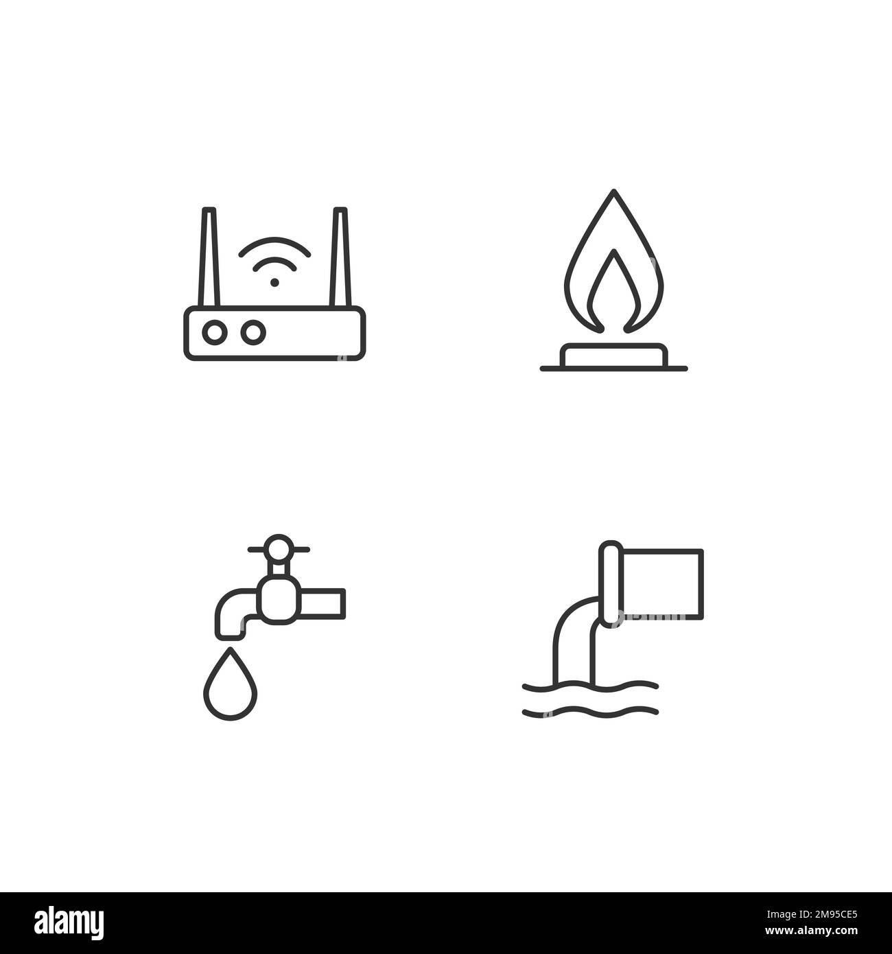 Set di icone lineari pixel Perfect per i servizi domestici Illustrazione Vettoriale