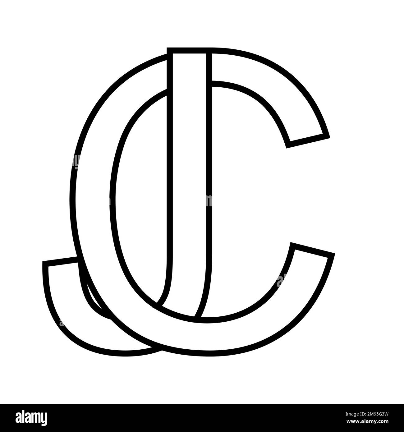 Logo cj jc icona, lettere doppie logotipo c j Illustrazione Vettoriale