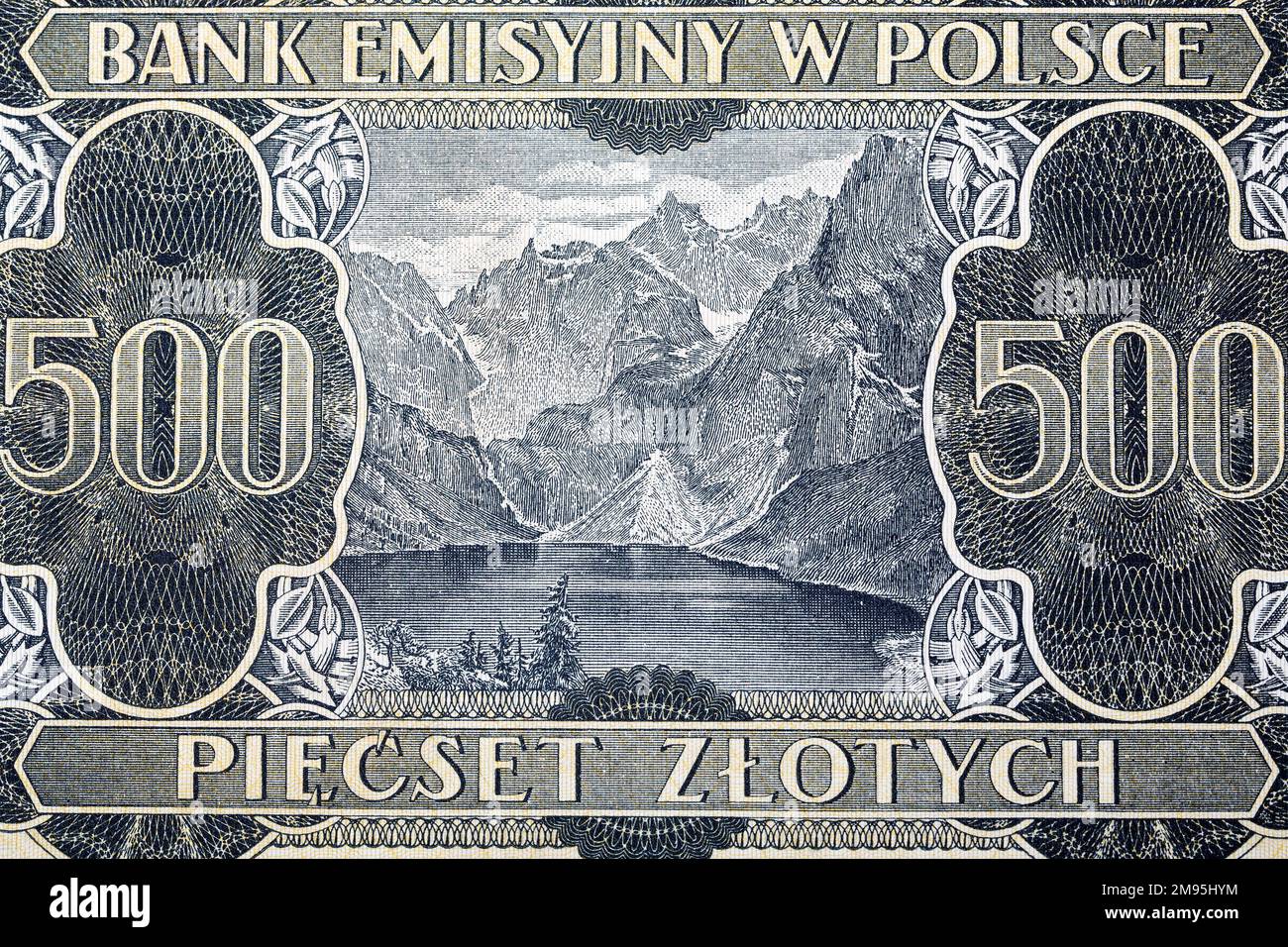 Monti Tatra da vecchio denaro polacco - 500 zloty Foto Stock