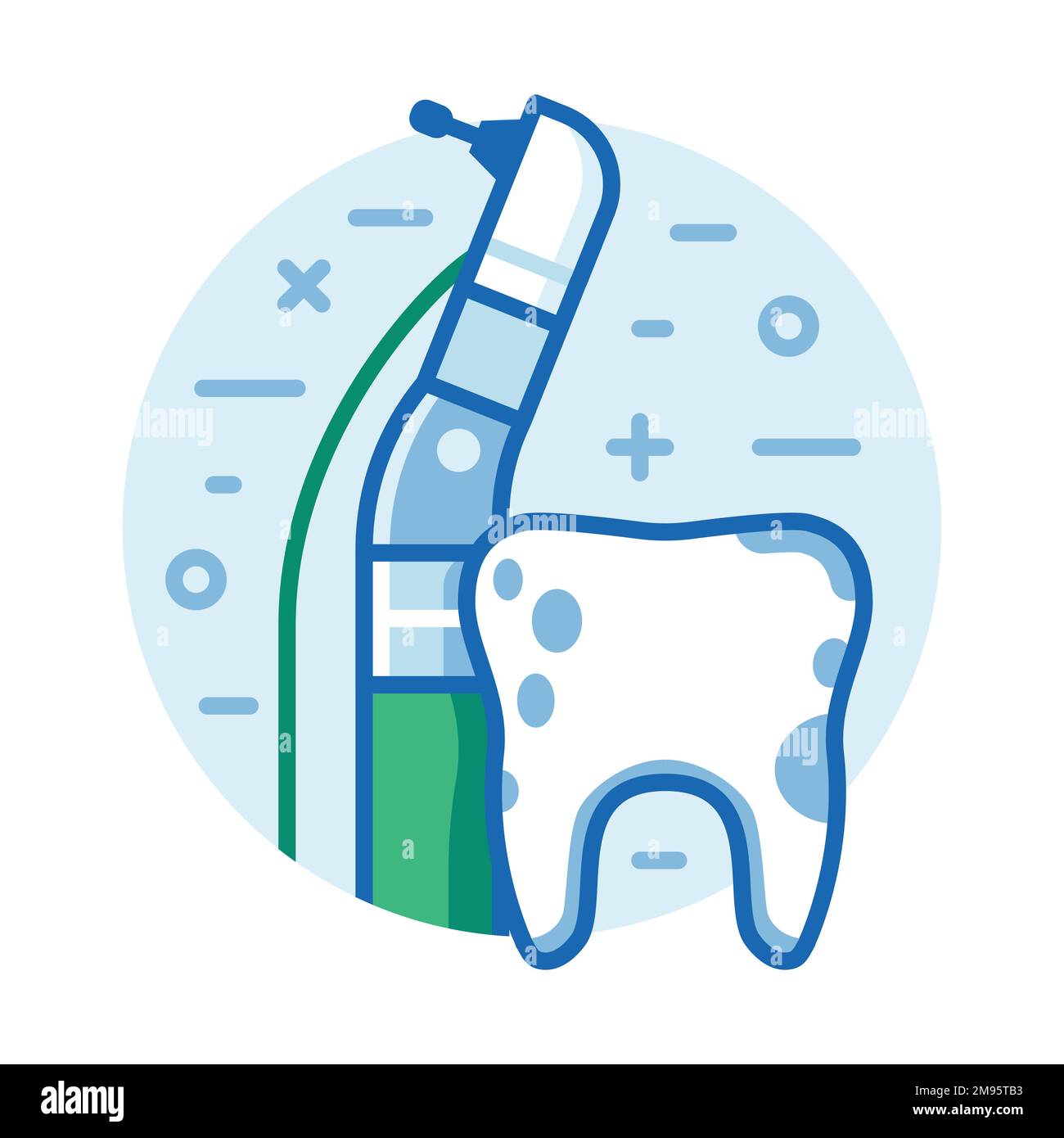 Day Tooth e Dental Drill icona in Line Art Illustrazione Vettoriale