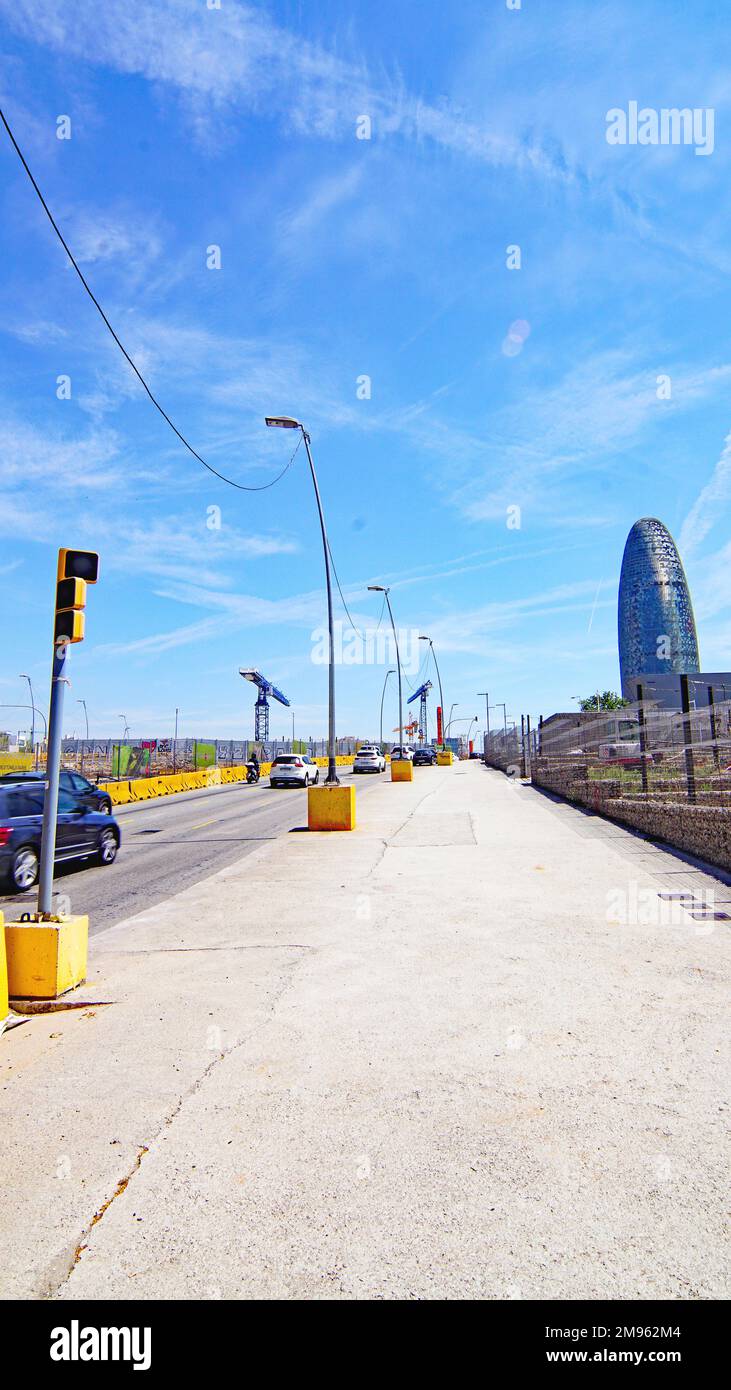 Opere di decostruzione della circonvallazione della Plaza de Les Glories Catalanes a Barcellona, Catalogna, Spagna, Europa Foto Stock