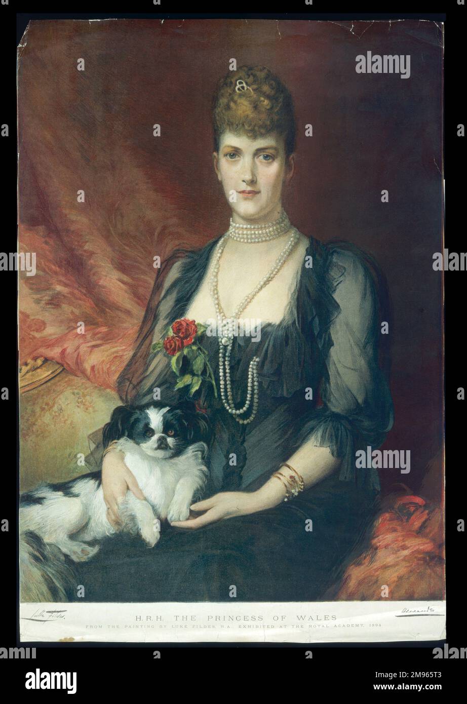 ALEXANDRA REGINA A EDOARDO VII Ritratto di Alexandra, principessa di Galles, in seguito la regina Alexandra foto con il suo cane da giro, un Chin giapponese. Foto Stock