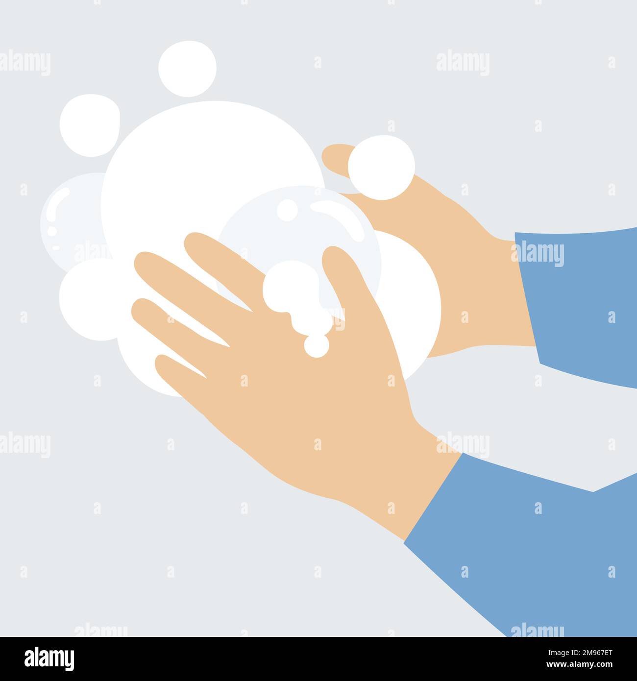 Lavaggio a mano con sapone e acqua anti vettore di Coronavirus Illustrazione Vettoriale