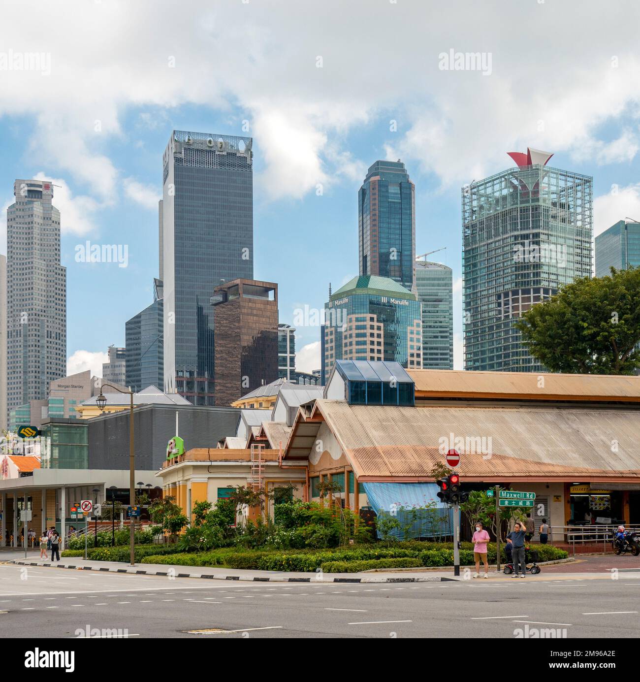 Maxwell Food Centre nel CBD di Tanjong Pagar di Singapore Foto Stock