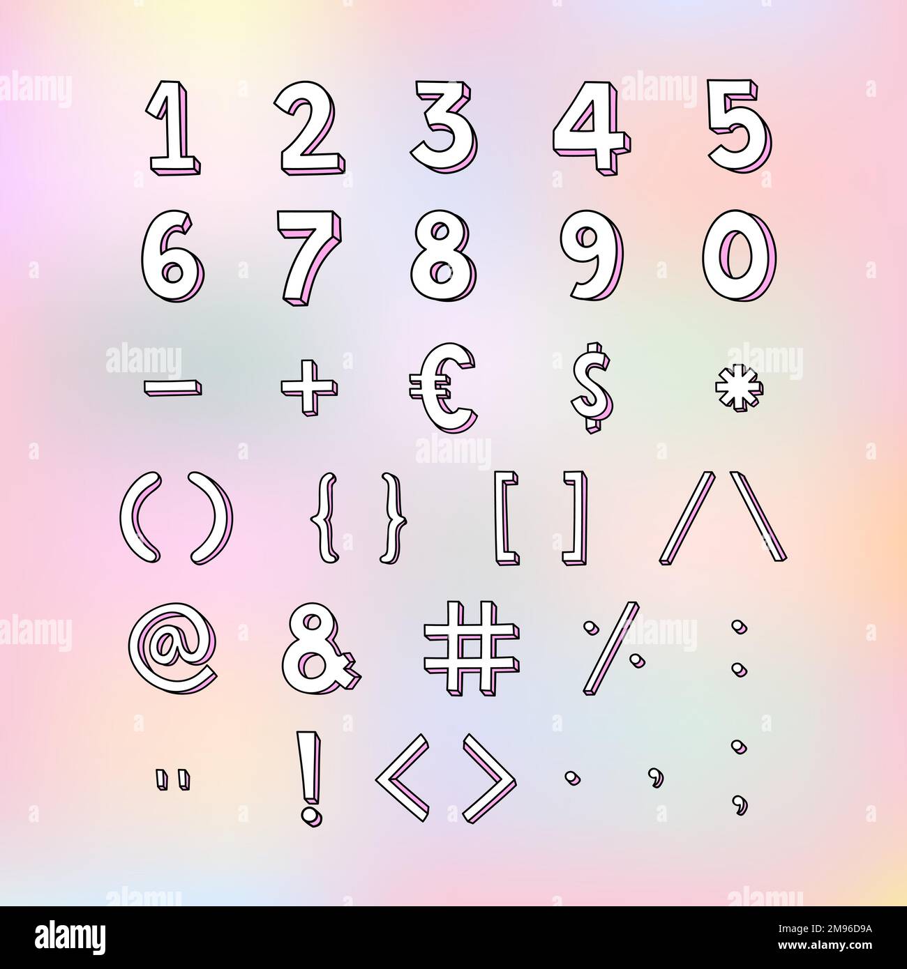 Numeri con stile e vettore set di simboli Illustrazione Vettoriale